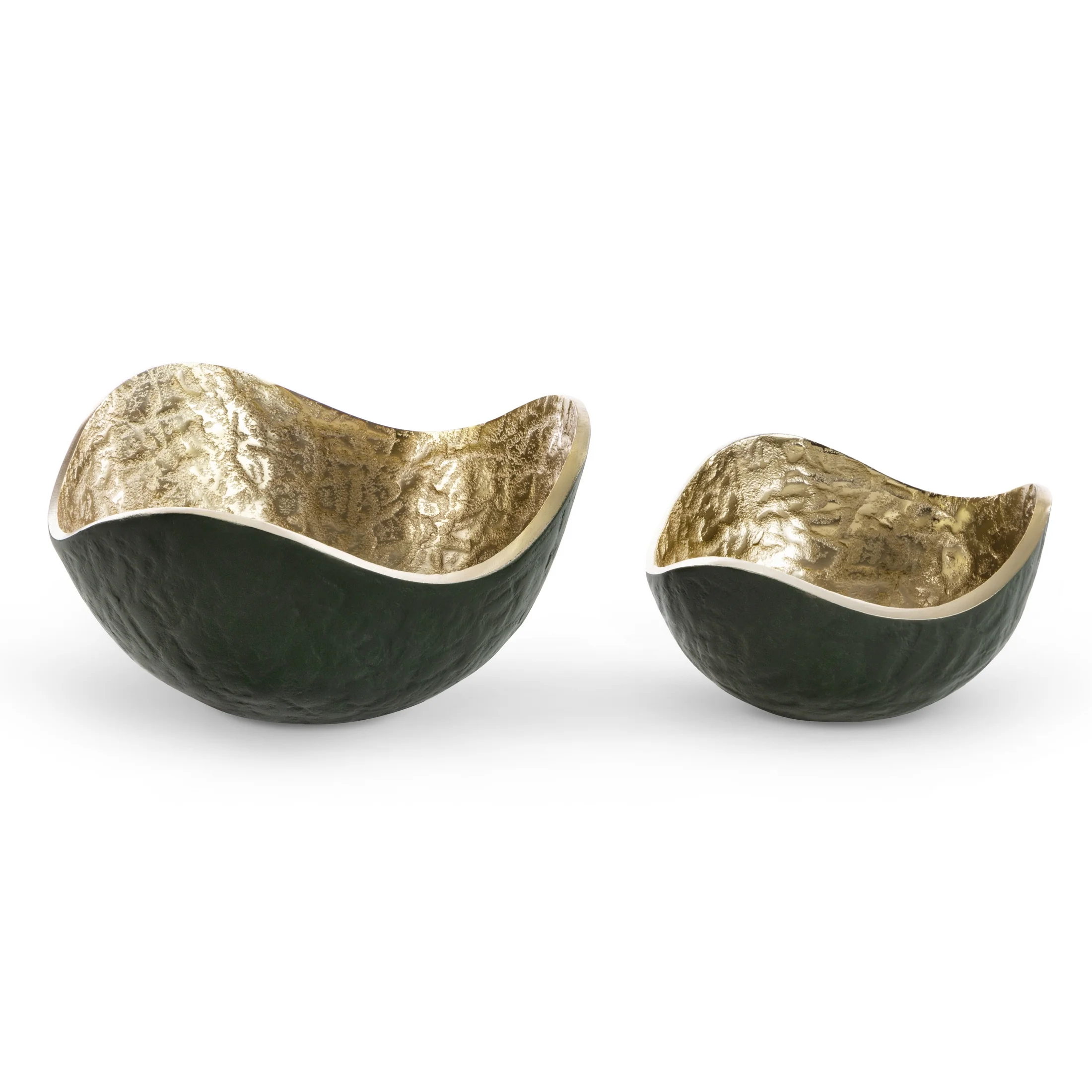Misa metalowa zielono-złota o falujących brzegach średnica 17x9 cm PEDRO