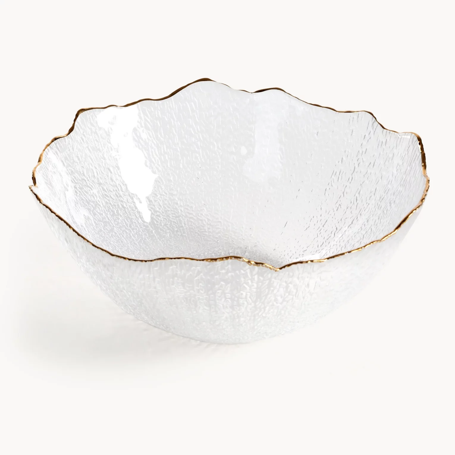 Misa szklana biało, złota o ozdobnym tłoczonym wzorze 25x11 cm TAMARA