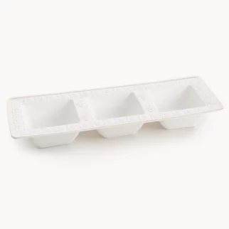 Miseczki ceramiczne dekoracyjne biało-złota zdobione złotymi akcentami 36x13x5 cm OLIVIA
