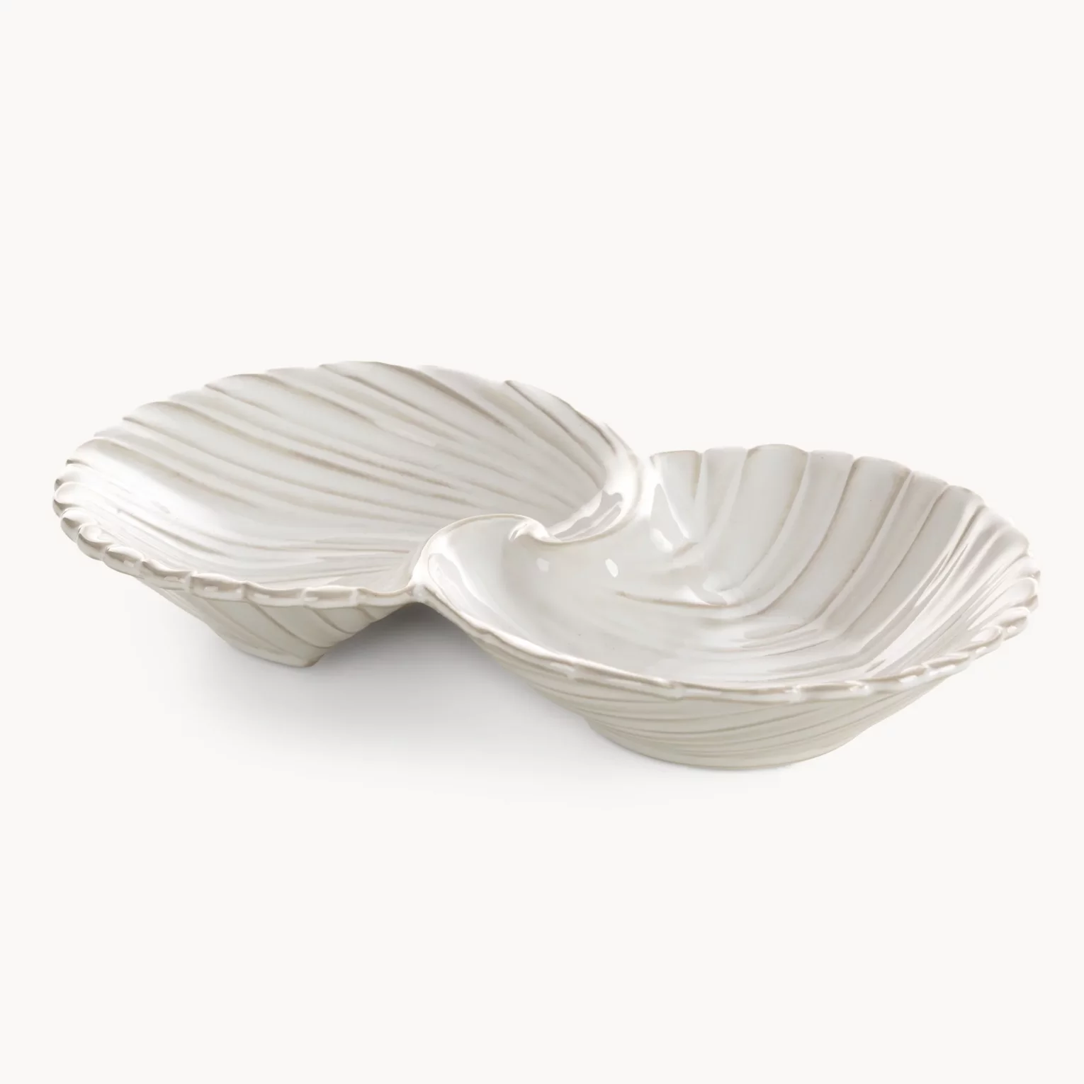 Miseczki ceramiczne dekoracyjne kremowe z przecieranym wzorem w stylu eko 24x14x4 cm AVRIL
