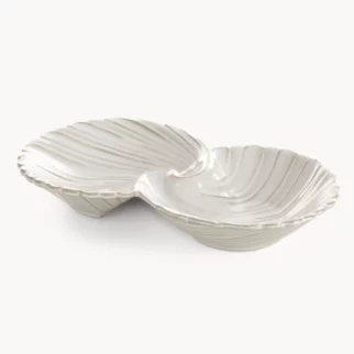 Miseczki ceramiczne dekoracyjne kremowe z przecieranym wzorem w stylu eko 24x14x4 cm AVRIL