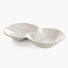 Miseczki ceramiczne dekoracyjne kremowe z przecieranym wzorem w stylu eko 24x14x4 cm AVRIL