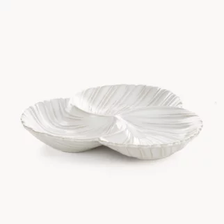 Miseczki ceramiczne dekoracyjne kremowe z przecieranym wzorem w stylu eko 25x25x4 cm AVRIL
