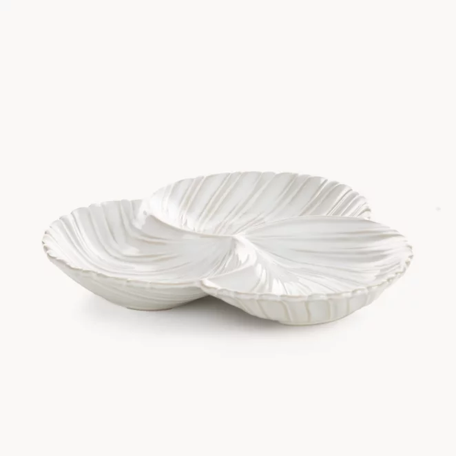 Miseczki ceramiczne dekoracyjne kremowe z przecieranym wzorem w stylu eko 25x25x4 cm AVRIL