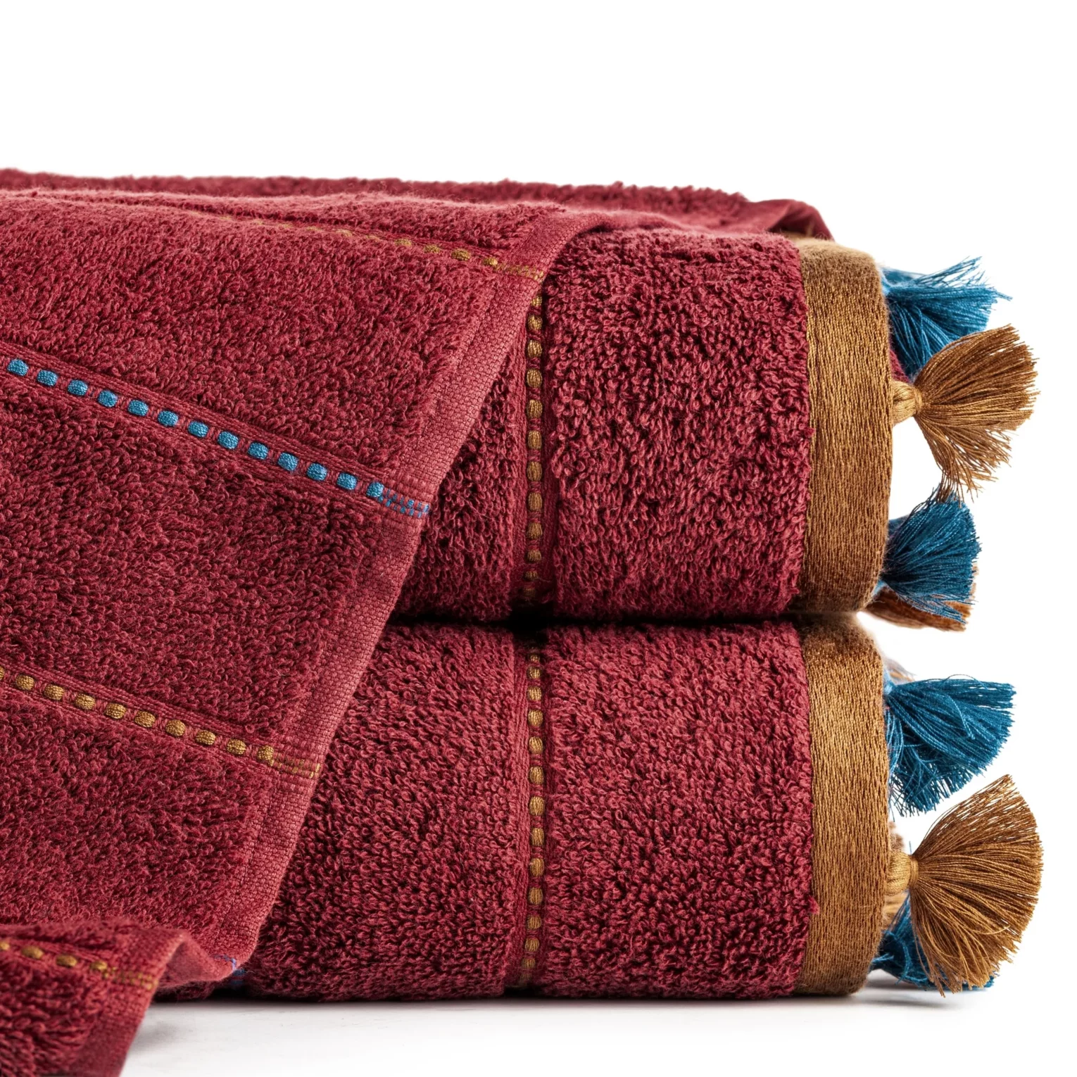TERRA COLLECTION Ręcznik MOROCCO z kolorowymi frędzlami oraz bordiurą z przeszyciami
