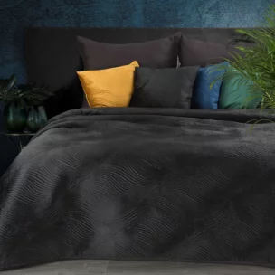 Narzuta welwetowa czarna 170x210 cm pikowana RIA 5 EUROFIRANY PREMIUM