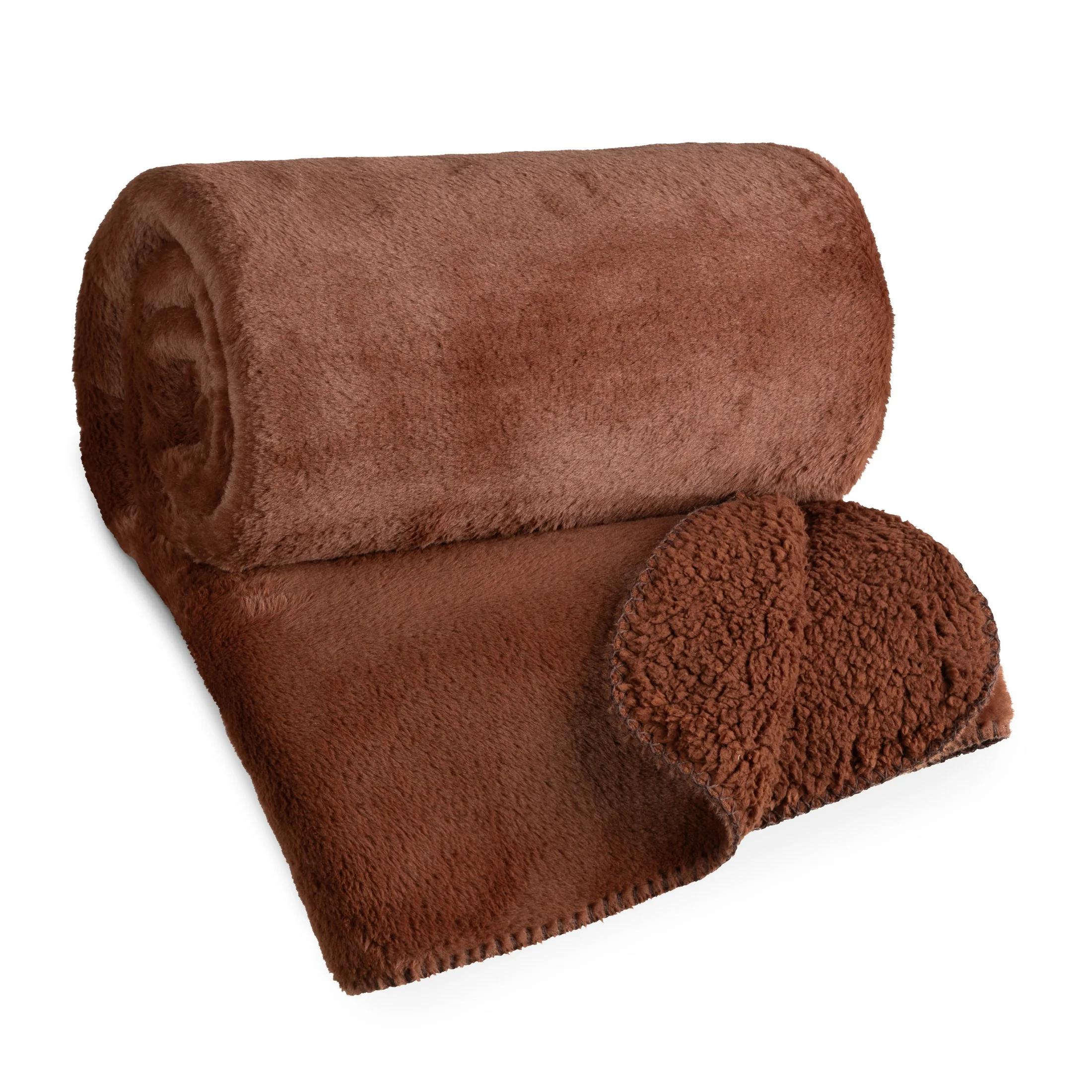 Narzuta dwustronna z przyjemnego futerka i tkaniny barankowej ruda 170x210 cm NINA Eurofirany Premium