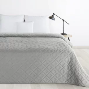 Narzuta srebrna 170x210 cm z geometrycznym wzorem wykonana techniką hot press ALARA 6 Design 91