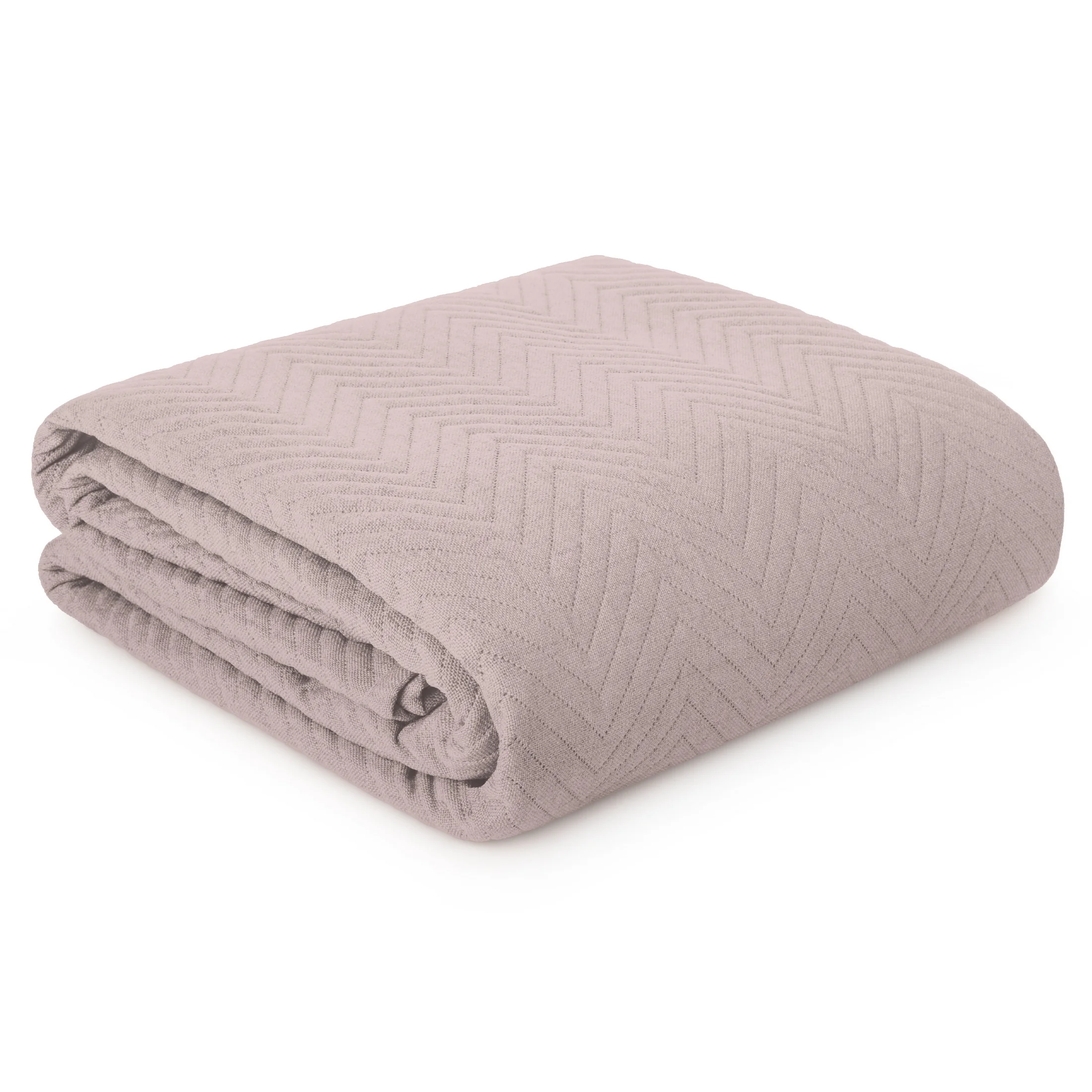 Narzuta z tkaniny o strukturze lnu różowa 170x210 cm pikowana w wzór jodełki LEN 3 Eurofirany Premium