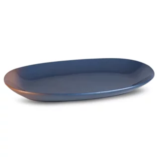 Patera ceramiczna dekoracyjna niebiesko-złoty z efektem ombre 35x23x4 cm NESSA
