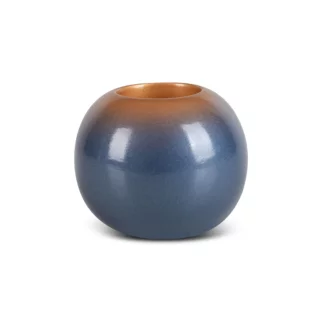 Świecznik ceramiczny niebiesko-złoty z efektem ombre średnica 10x9 cm NESSA