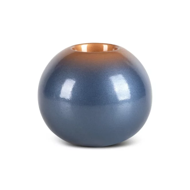 Świecznik ceramiczny niebiesko-złoty z efektem ombre średnica  12x11 cm NESSA