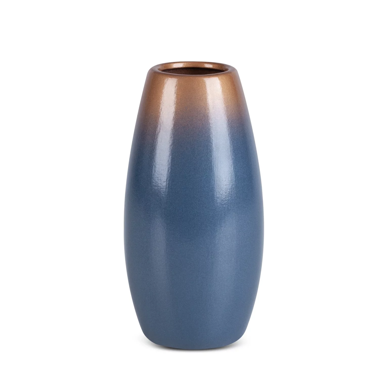 Wazon ceramiczny niebiesko-złoty  z efektem ombre średnica 11x22 cm NESSA
