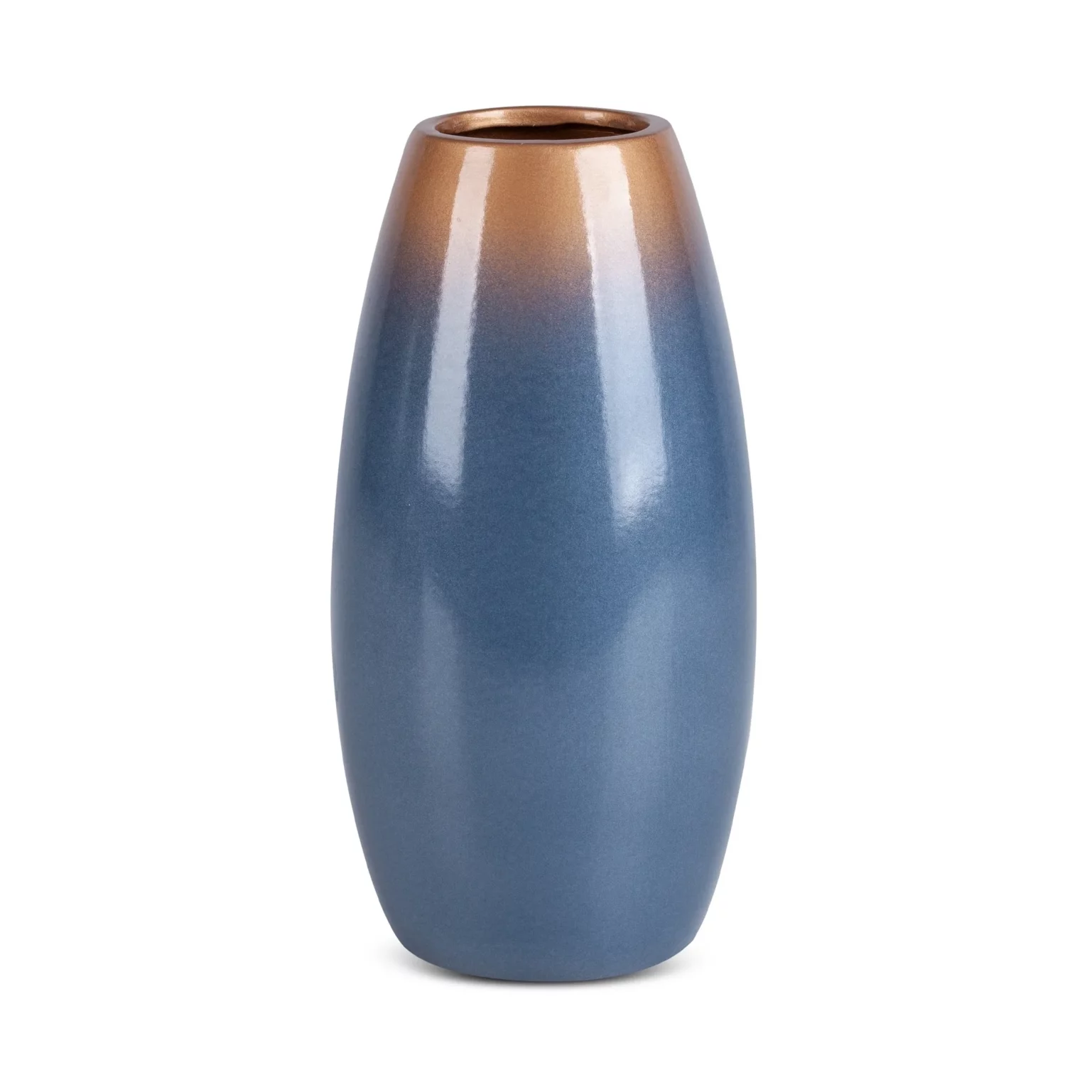 Wazon ceramiczny niebiesko-złoty  z efektem ombre średnica 13x26 cm NESSA