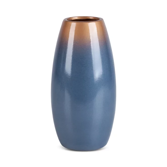 Wazon ceramiczny niebiesko-złoty z efektem ombre średnica 13x26 cm NESSA