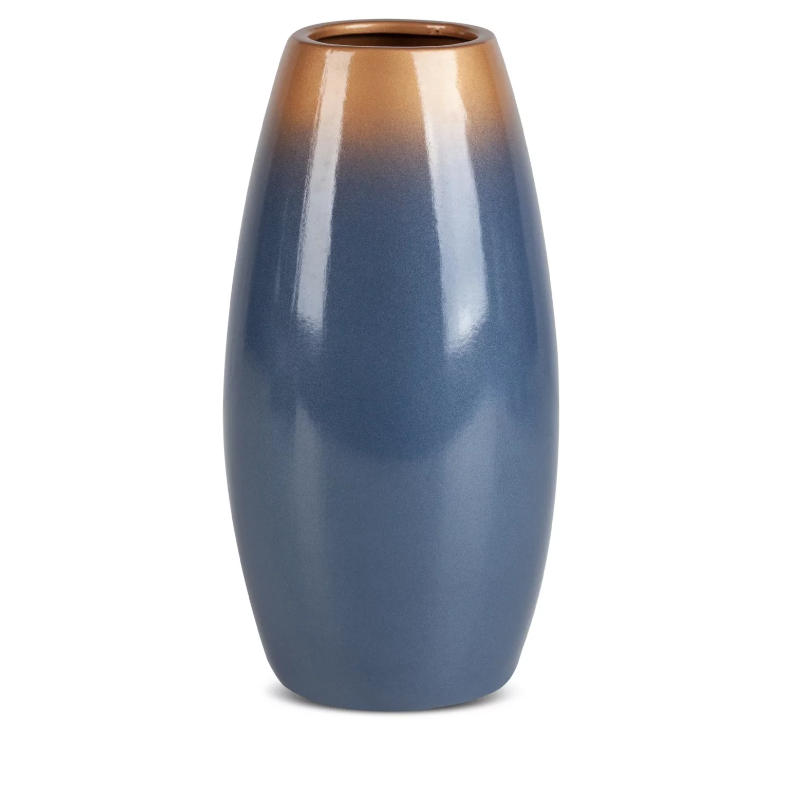 Wazon ceramiczny niebiesko-złoty  z efektem ombre średnica 15x30 cm NESSA