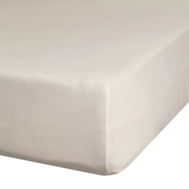 Prześcieradło gładkie z gumką 220x200 cm z satyny bawełnianej kolor beżowy 125 g/m2 NOVA 3