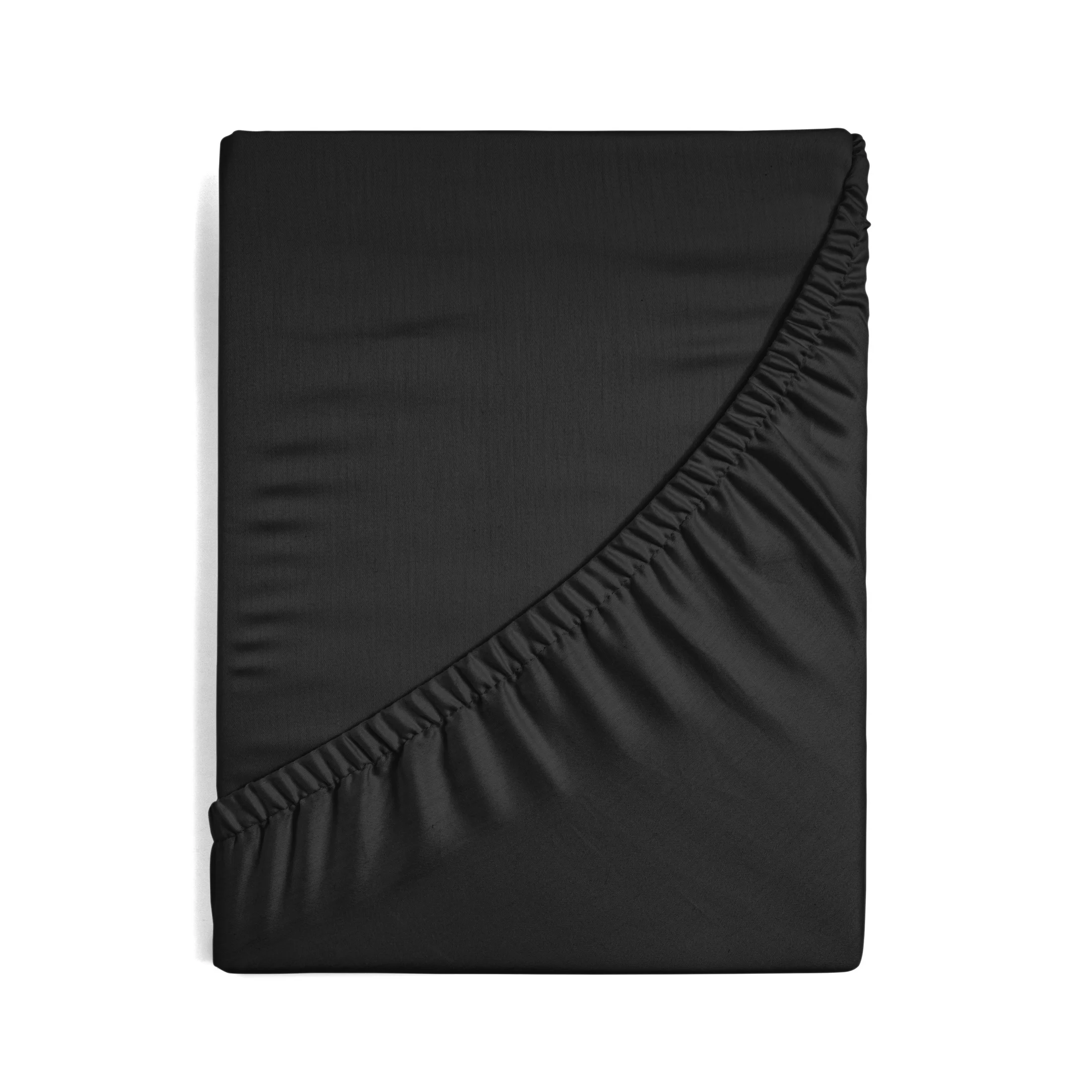 Prześcieradło gładkie z gumką 180x200 cm z satyny bawełnianej kolor czarny 125 g/m2 NOVA 3