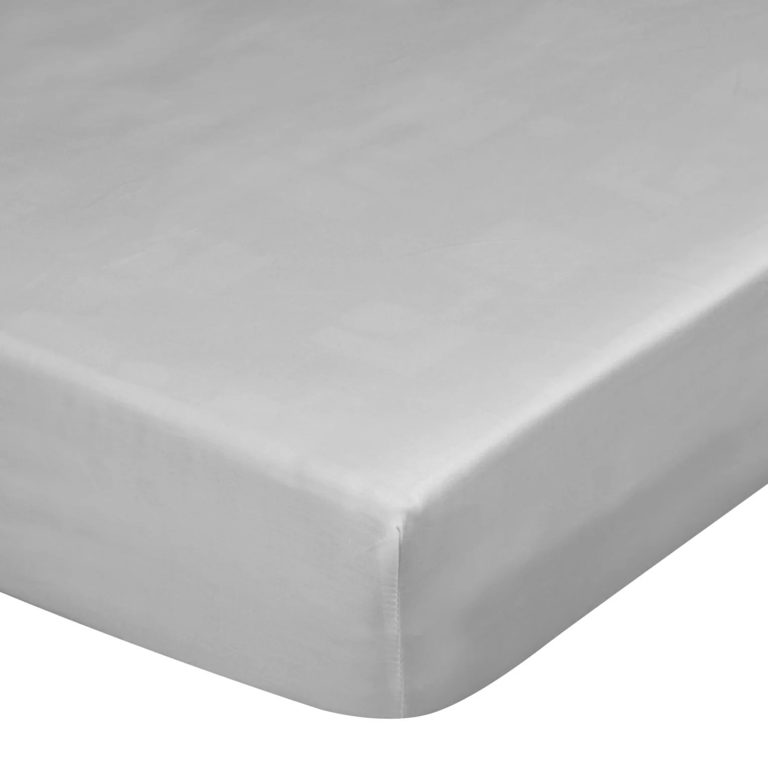 Prześcieradło gładkie z gumką 220x200 cm z satyny bawełnianej kolor jasnoszary 125 g/m2 NOVA 3