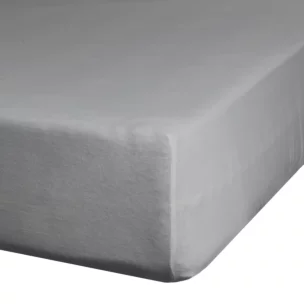 Prześcieradło gładkie z gumką 220x200 cm z satyny bawełnianej kolor stalowy 125 g/m2 NOVA 3