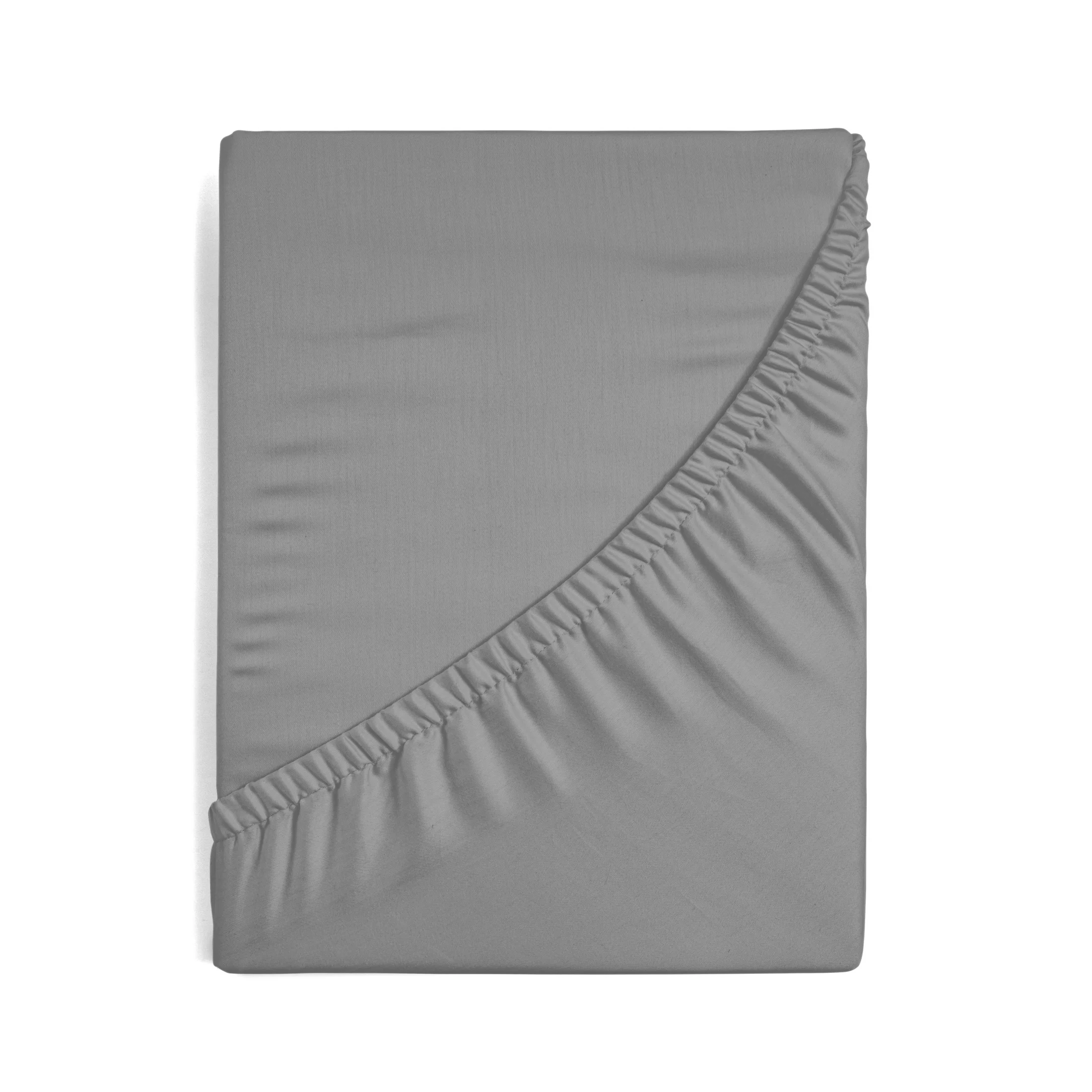 Prześcieradło gładkie z gumką 220x200 cm z satyny bawełnianej kolor stalowy 125 g/m2 NOVA 3