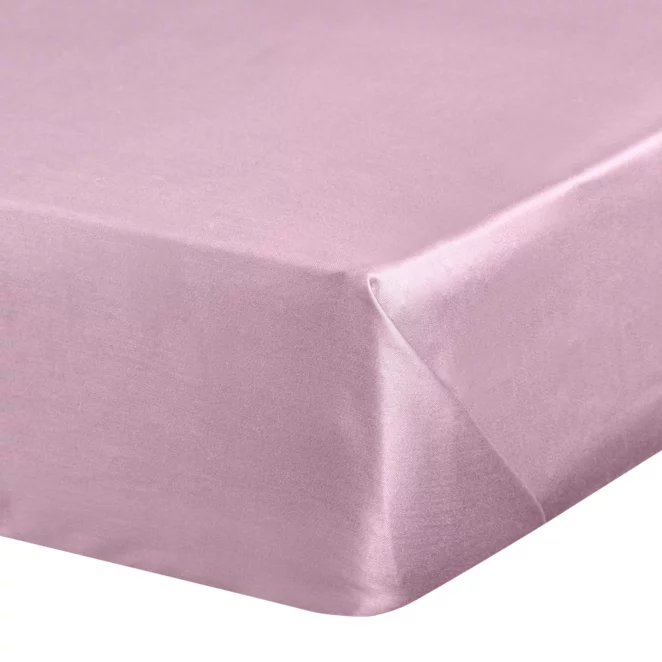Prześcieradło gładkie bez gumki 180x210 cm z satyny bawełnianej kolor różowy 125 g/m2 NOVA
