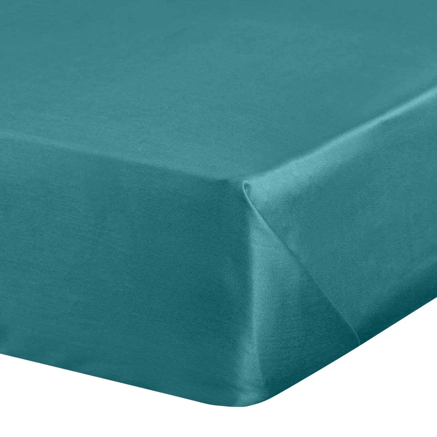 Prześcieradło gładkie bez gumki 160x210 cm z satyny bawełnianej kolor turkusowy 125 g/m2 NOVA