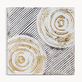 Obraz abstrakcja biało, złoty ręcznie malowany obraz na pł&oacute;tnie w stylu boho 60x60 cm