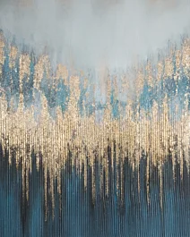 Obraz abstrakcja granatowo, złoty ręcznie malowany na pł&oacute;tnie 80x100 cm MIRAGE 1