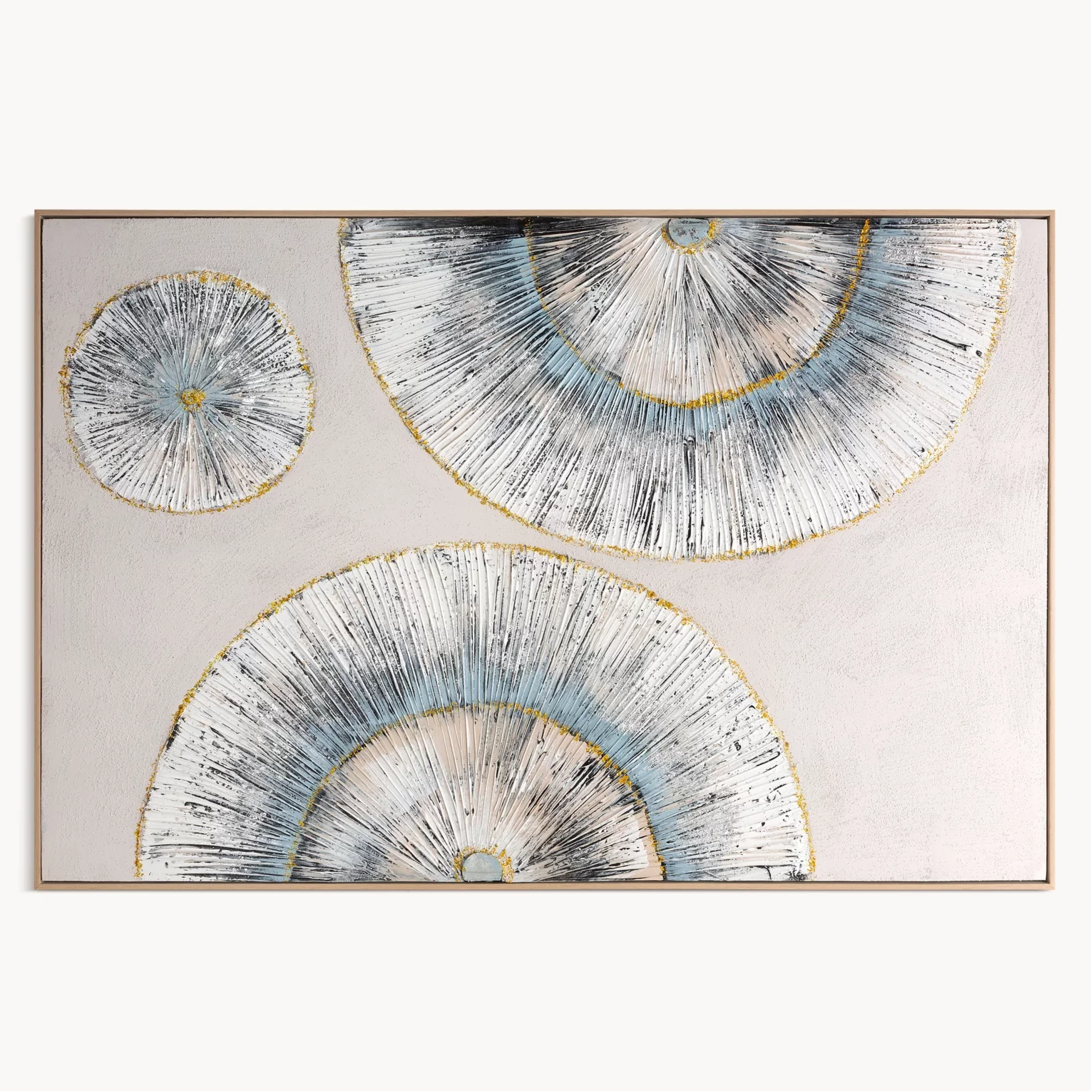 Obraz abstrakcja popielato, niebieski ręcznie malowany na płótnie z motywem geometrycznym 122x82 cm