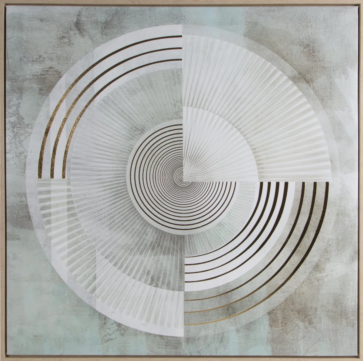Obraz abstrakcja biało, miętowy drukowany na płótnie oprawiony w ramę 80x80 cm