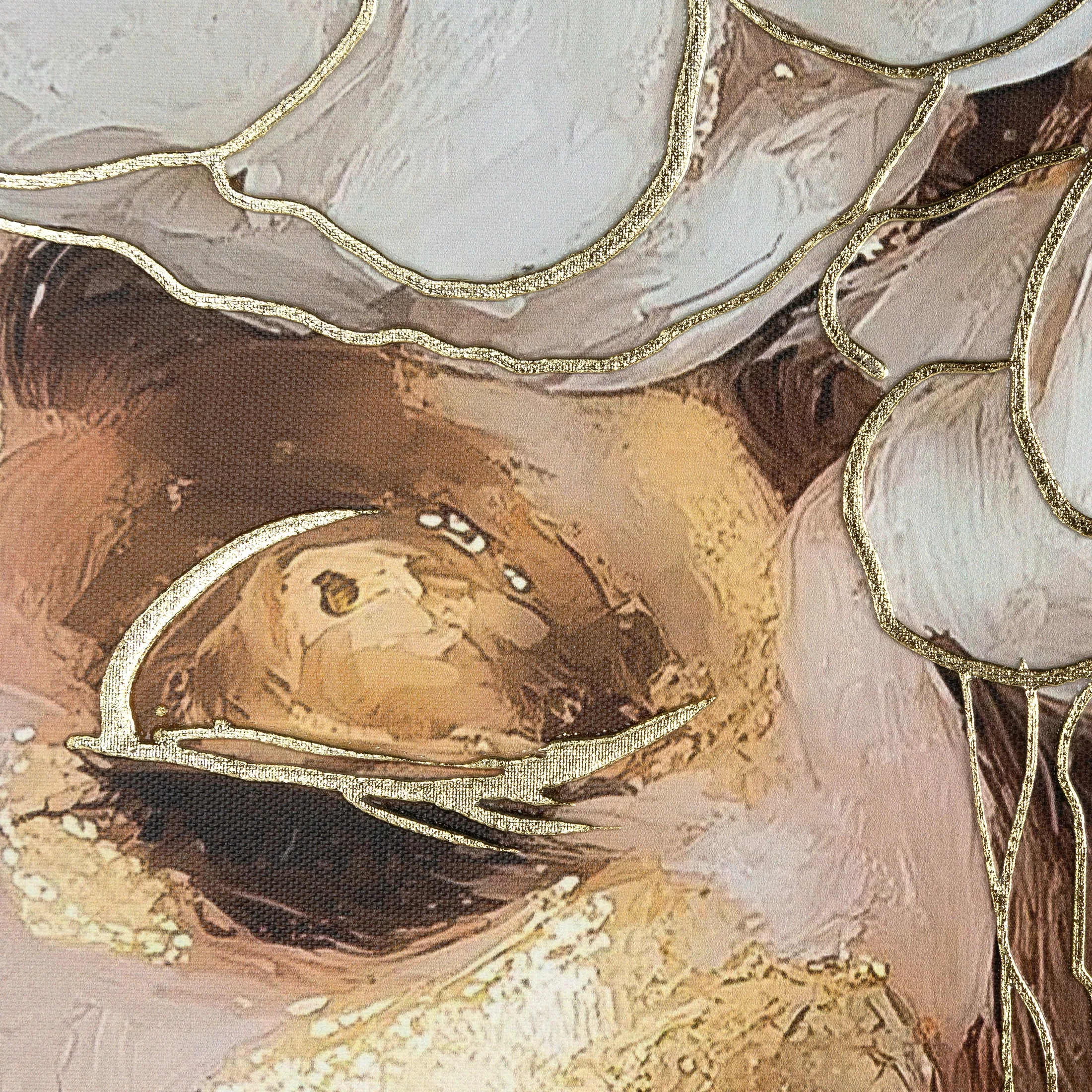 Obraz beżowo, złoty nadruk na płótnie 60x80 cm