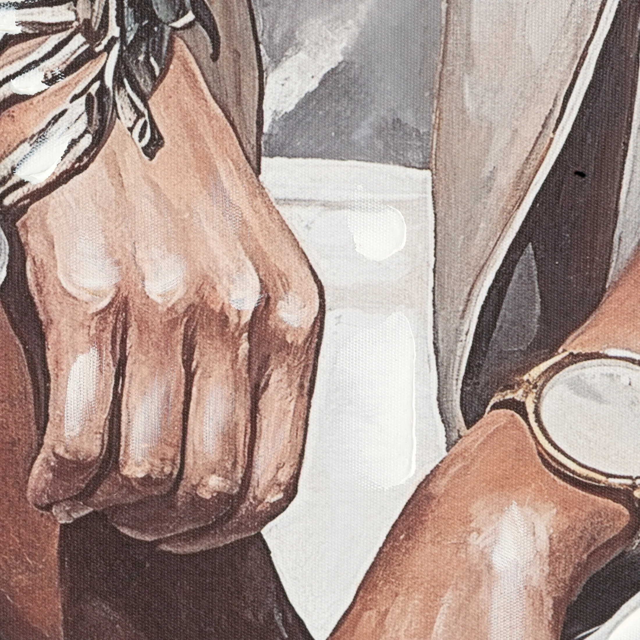 Obraz kremowo-jasnobrązowy ręcznie malowany na płótnie 75x100 cm