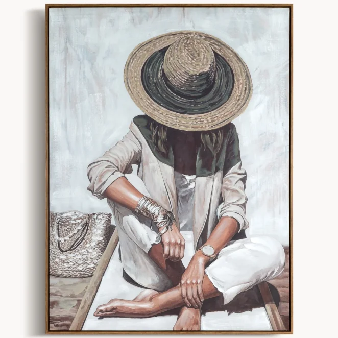 Obraz kremowo-jasnobrązowy ręcznie malowany na płótnie 75x100 cm