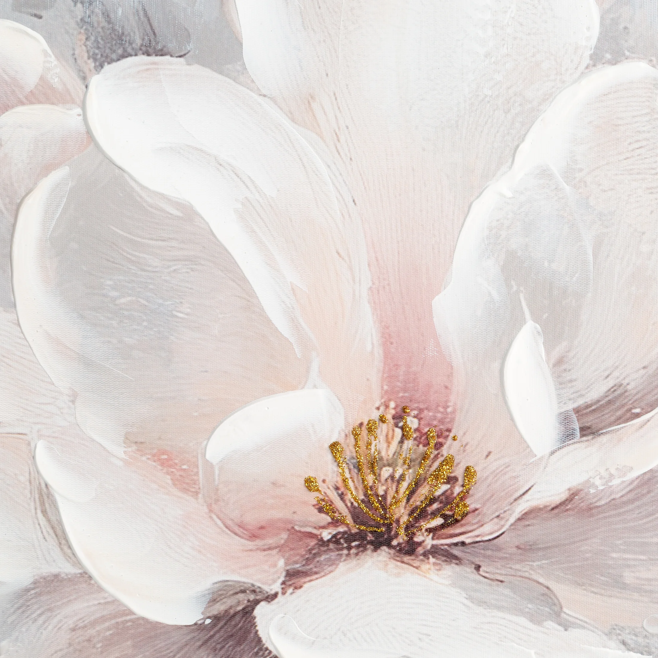 Obraz kremowo, jasnoróżowy ręcznie malowane magnolie 120x60 cm