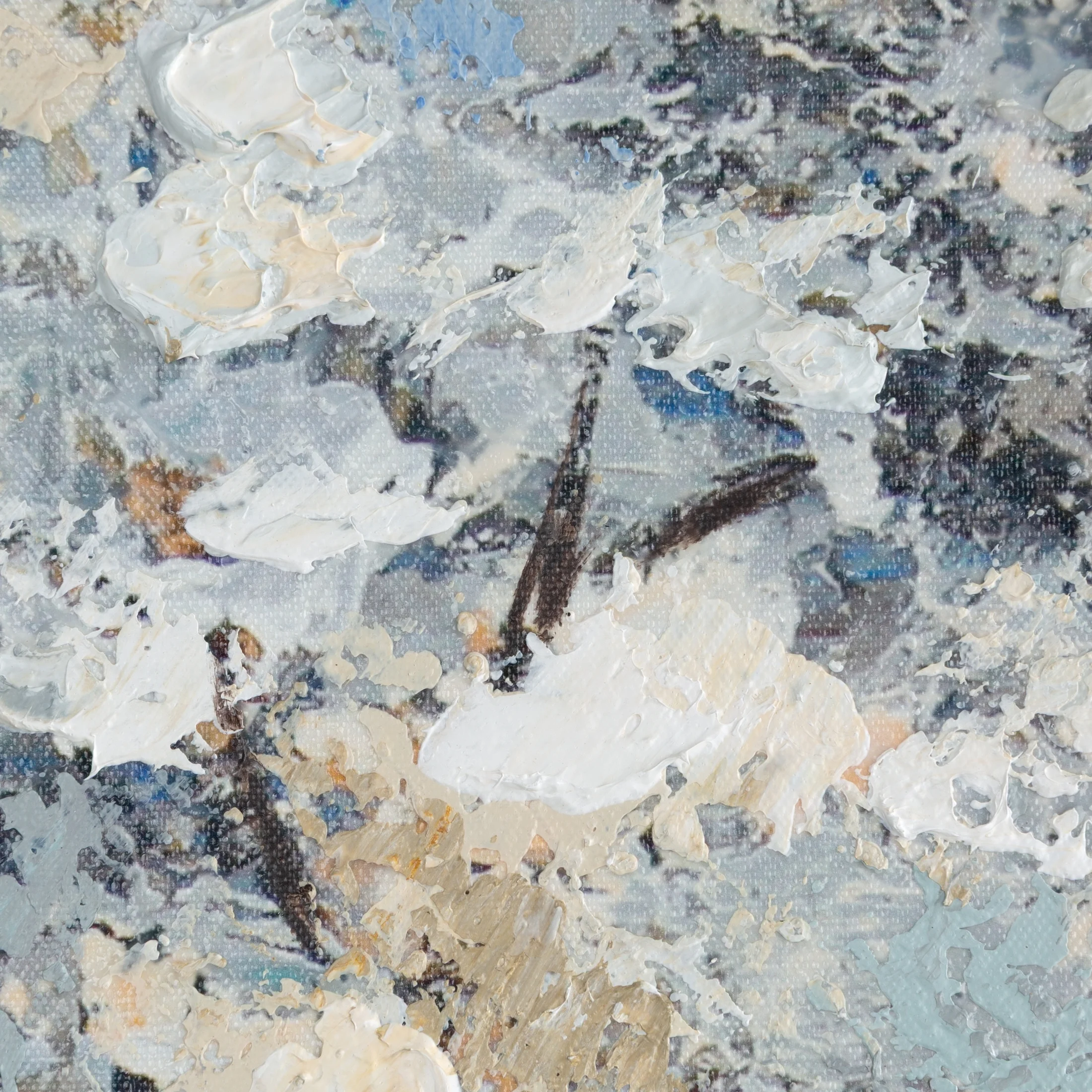 Obraz kremowo-popielaty nadruk na płótnie krajobraz 80x80 cm