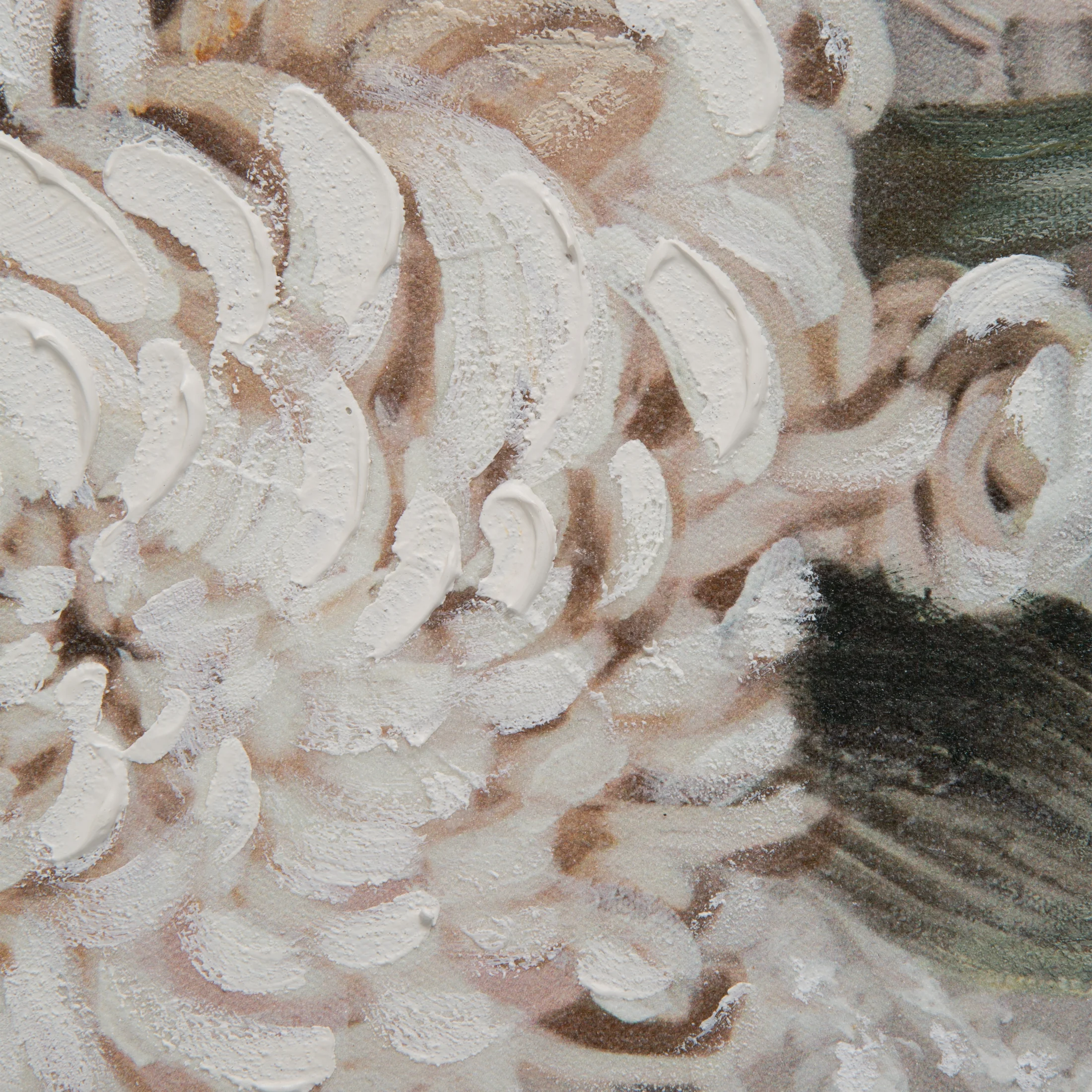 Obraz kwiatowy beżowo, pudrowy ręcznie malowany na płótnie 60x80 cm