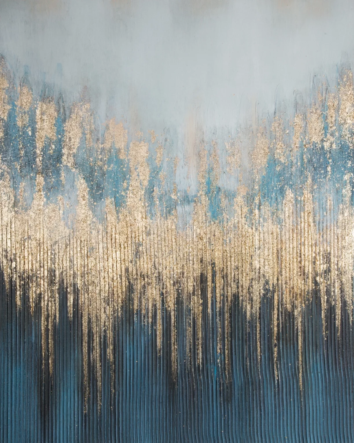 Obraz abstrakcja granatowo, złoty ręcznie malowany na płótnie 80x100 cm MIRAGE 1