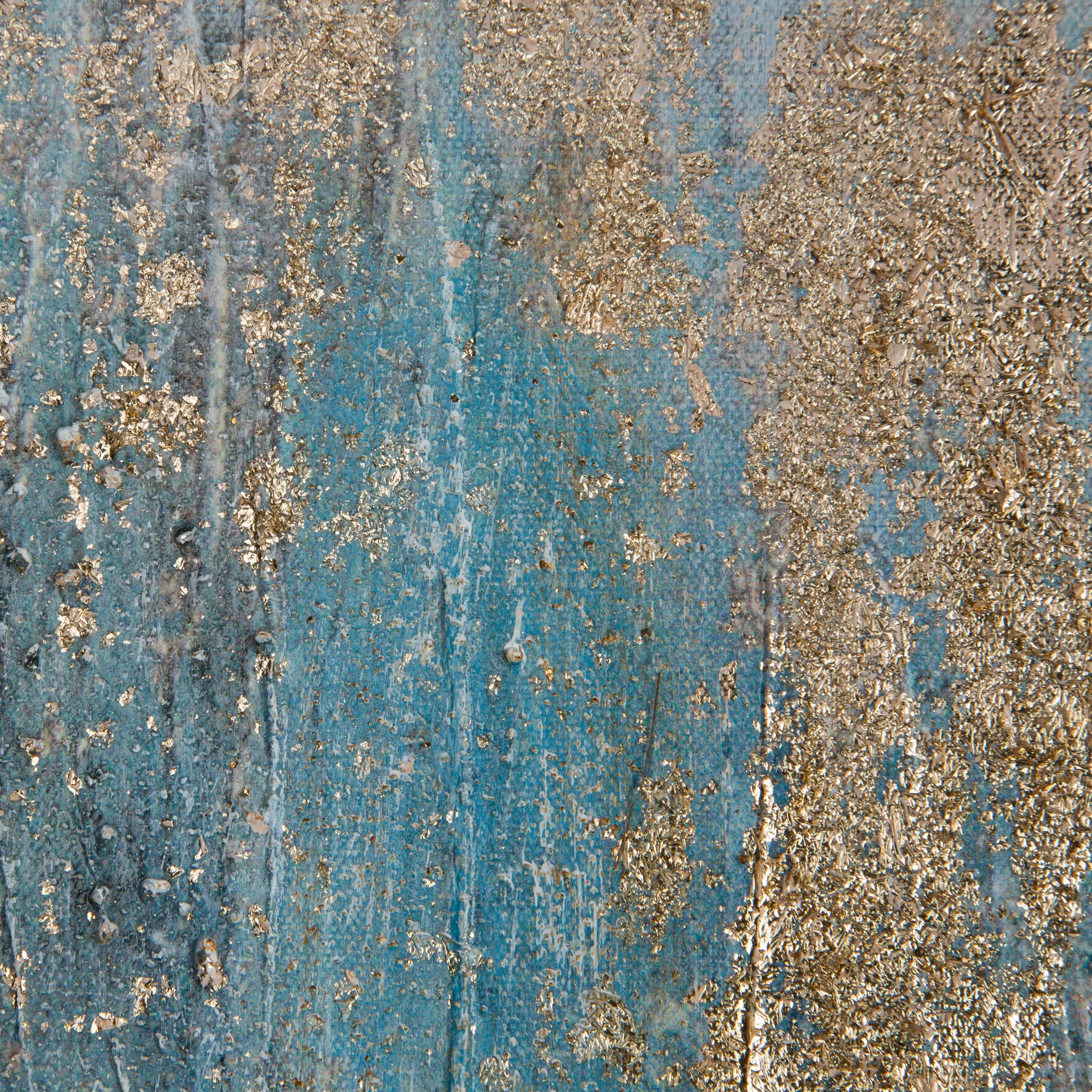 Obraz abstrakcja granatowo, złoty ręcznie malowany na płótnie 80x100 cm MIRAGE 1