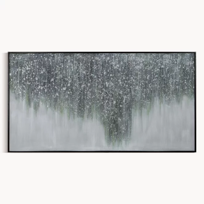 Obraz abstrakcja szaro, zielony ręcznie malowany na płótnie oprawiony w ramę 140x70 cm MIRAGE 2