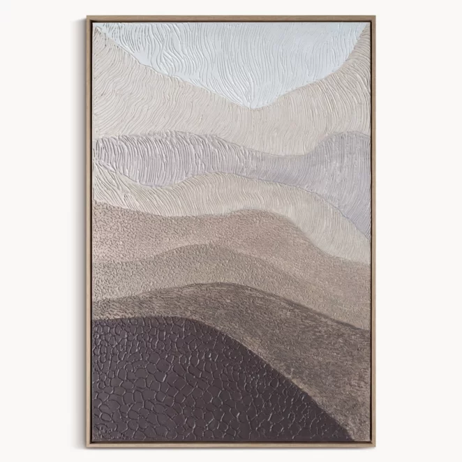 Obraz pejzaż brązowo, beżowy malowany ręcznie na płótnie 80x120 cm