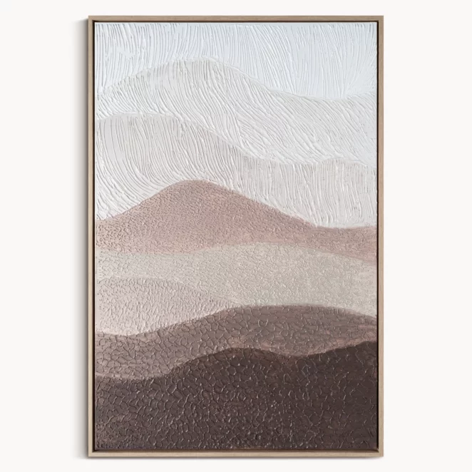 Obraz pejzaż brązowo, beżowy ręcznie malowany na płótnie 80x120 cm