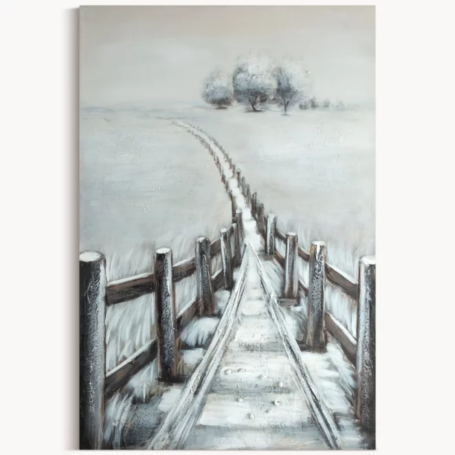 Obraz pejzaż szaro, beżowy ręcznie malowany na płótnie 80x120 cm CALM 5