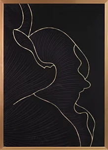 Obraz abstrakcja czarny ze złotym błyszczącym nadrukiem w złotej ramie 53x73 cm PEONIA 6 LIMITED COLLECTION