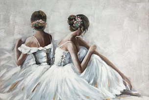 Obraz postaci szaro, brązowy ręcznie malowany na płótnie 120x80 cm