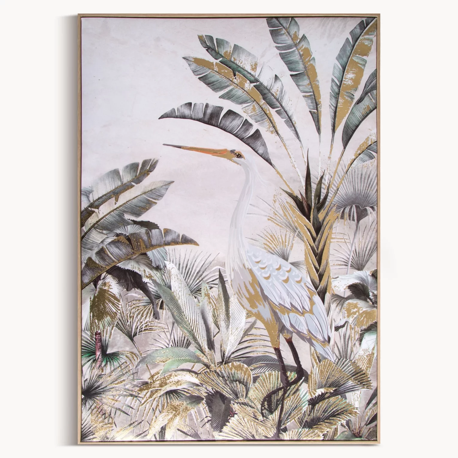 Obraz roślinny biało, beżowy drukowany na płótnie 50x70 cm