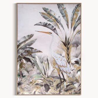 Obraz roślinny biało, beżowy drukowany na płótnie 50x70 cm