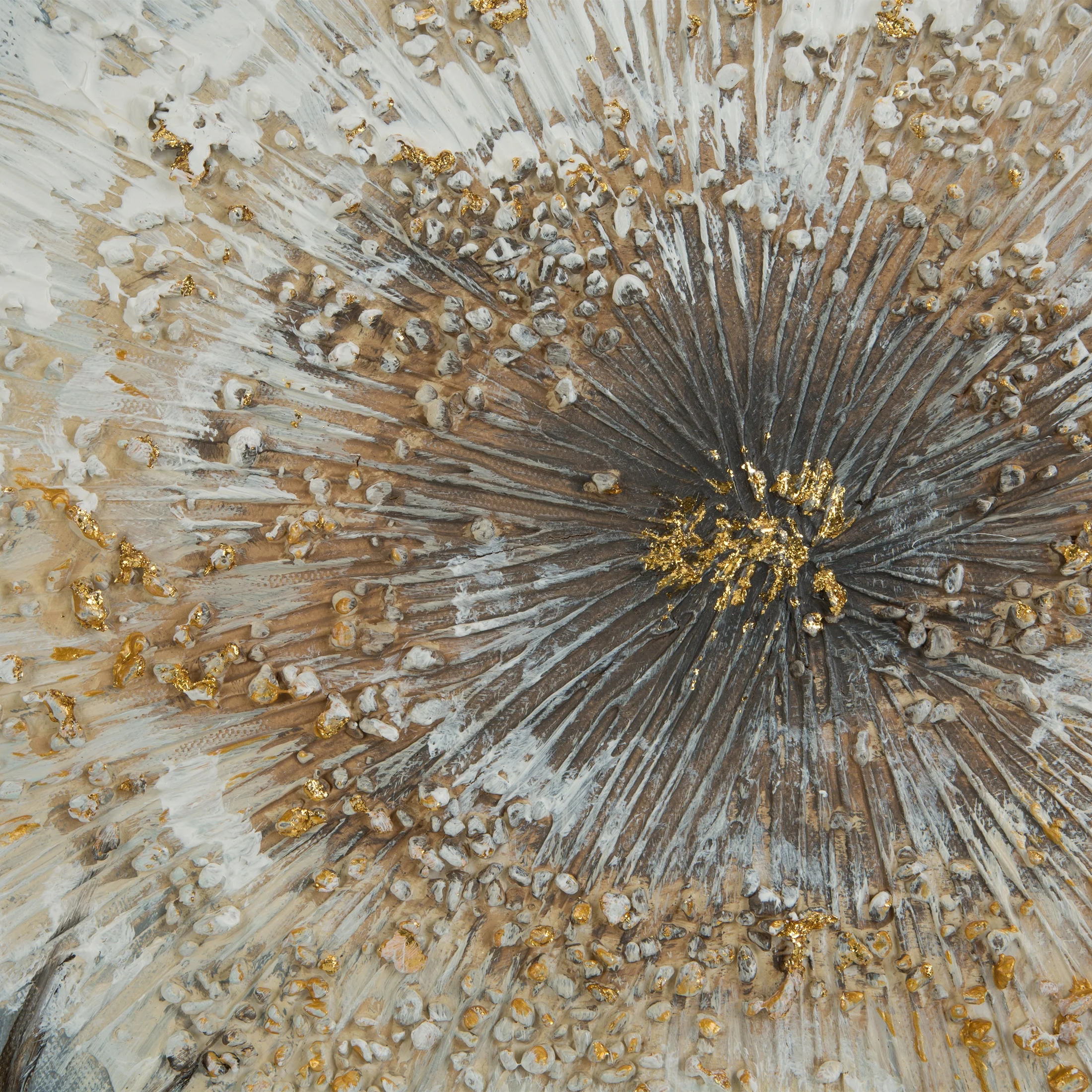 Obraz roślinny granatowo, złoty ręcznie malowany na płótnie kolaż 60x80 cm FLUFFY 1