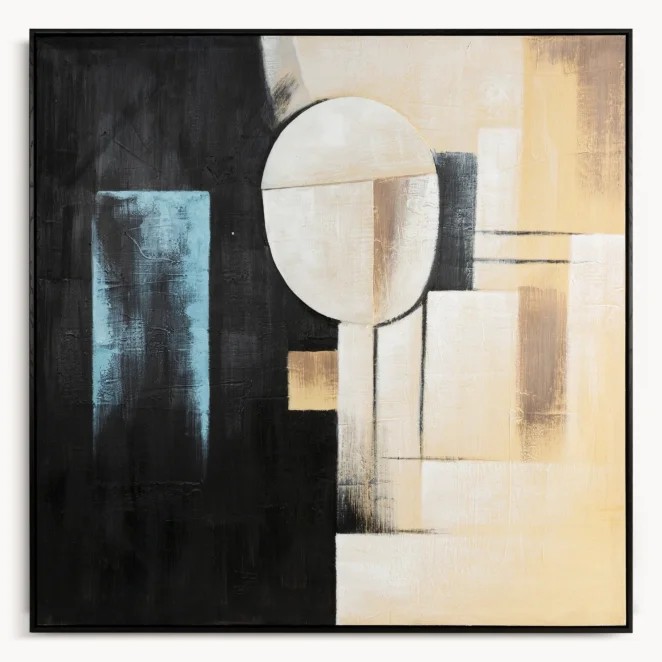 Obraz żółto-czarny ręcznie malowany na płótnie abstrakcyjny 100x100 cm