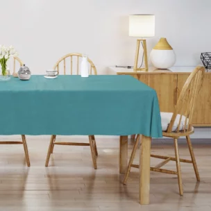 Obrus na wymiar ENYA turkusowy z miękkiej półmatowej tkaniny welwetowej